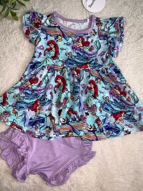 NWT Showstoppers Disney Ariel Bamboo Swing Top & Bummie Set 12-18M💖